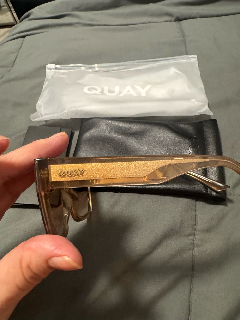NWT QUAY DRIVE Women's Square Frame Sunglasses in OAT frames Sepia lens - Picture 5 of 8